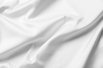 Texture of white silk ripple fabric as background, closeup - obrazy, fototapety, plakaty
