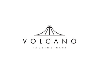 minimal volcano mountain line logo design - obrazy, fototapety, plakaty