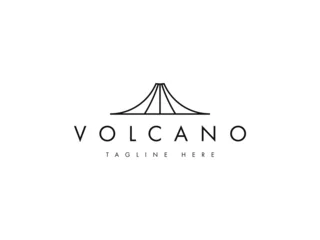 Fotobehang minimal volcano mountain line logo design © Nay