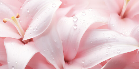 lily petals in pink with delicate dewdrops