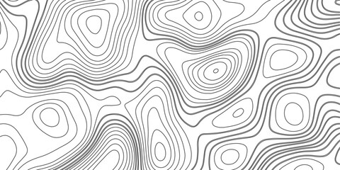 Gray topographic line contour map background, geographic grid map