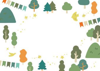 イベント背景イラスト_森林_ガーランド_よこ
