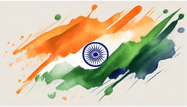 Watercolor painted indian flag.