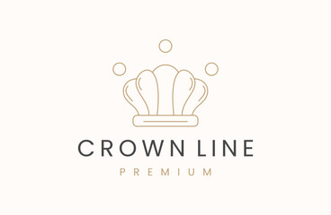 Premium style abstract gold crown logo symbol. Royal king icon. 