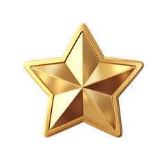 Golden Christmas star isolated on transparent background