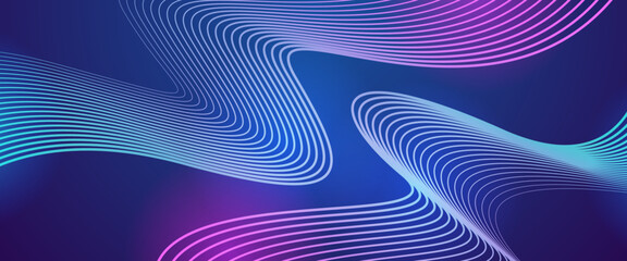 Purple violet and blue vector abstract futuristic modern technology neon background with line. Minimalist modern technology line concept for banner, flyer, card, or brochure cover
