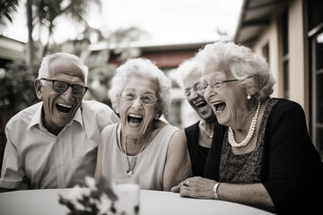 Moments of laughter and joy captured during a family reunion, with space for messages on nostalgia