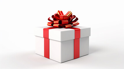 Obraz premium open gift box or blank present box with red ribbon