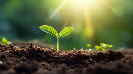 plant growth grow seedling grow in the soil with sunlight