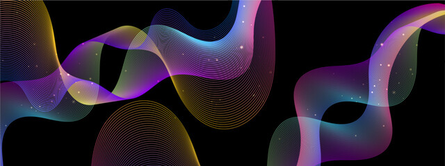 Colorful colourful vector abstract technological modern line background. Technology abstract lines on with wave swirl, frequency sound wave, twisted curve lines with blend effect.