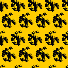 Black abstraction on a yellow background, formula, science. Vector seamless pattern abstraction grunge. Background illustration, decorative design for fabric or paper. Ornament modern new