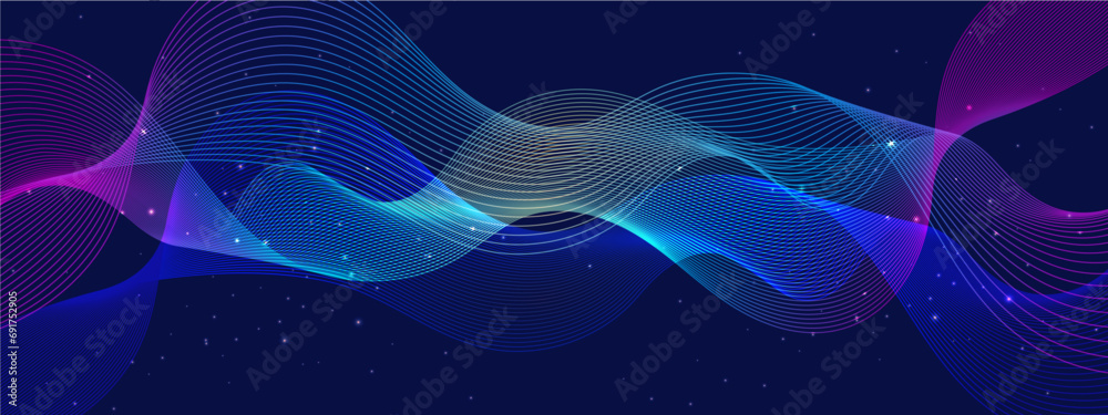 Wall mural blue yellow and purple violet vector modern line futuristic technology background. technology abstra