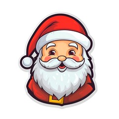Santa Claus Cartoon Sticker Style on White Background