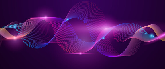 Blue peach and purple violet vector abstract technological modern line background. Technology modern business wave line banner background