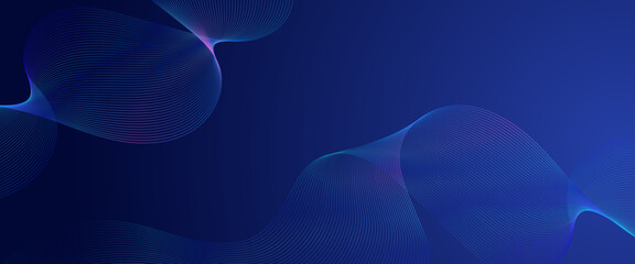 Blue vector tech line modern abstract background. Technology modern business wave line banner background