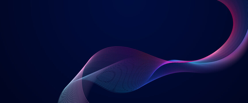 Blue and purple violet vector abstract technological modern line background. Technology modern business wave line banner background