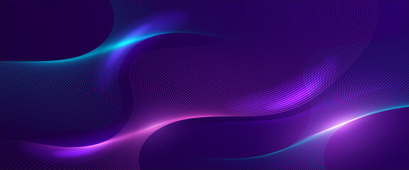 Purple violet and blue vector abstract modern technology line background. Abstract background with flowing particles. Digital future technology concept. Vector illustration.