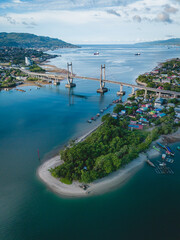 Aerial View of Merah Putih Bridge in Ambon Bay, Maluku Province, Indonesia