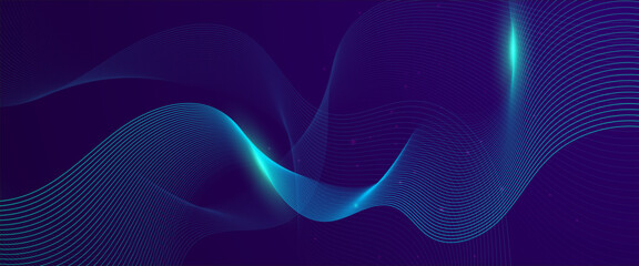 Blue vector abstract futuristic modern technology neon background with line. Abstract background with flowing particles. Digital future technology concept. Vector illustration.