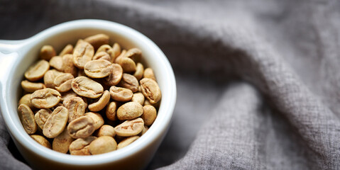 coffee beans in a coffee mug