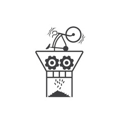 illustration of cross-cut iron scrap shredder machine.