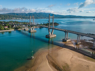 The Aerial View of Merah Putih Bridge in Ambon Bay, Maluku Province, Indonesia