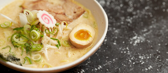 Japanese style ramen with various toppings