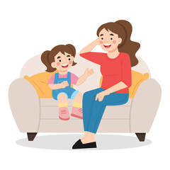 mother and child parenting illustration flat design vector