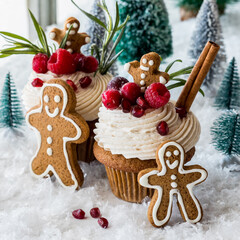 Delicious and decadent gingerbread cupcakes with buttercream frosting.