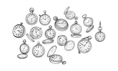 pocket watch handdrawn collection