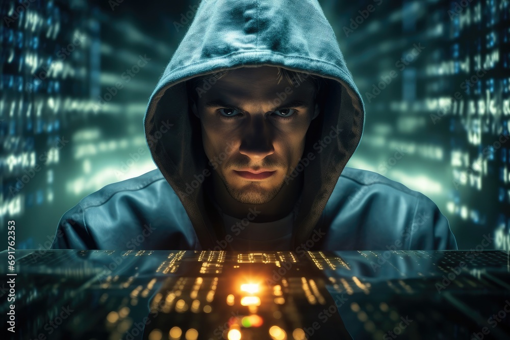 Leinwandbilder hacker, unprecedented cyber attacks shake the crypto world. generative ai.