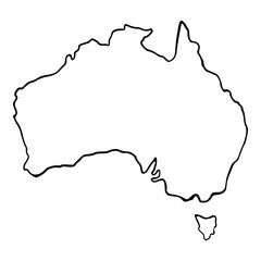 australia geography hand drawn map outline illustration © rchidayat