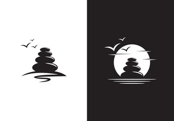 simple balancing stones logo design icon template