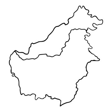 kalimantan or borneo island indonesia province geography hand drawn map outline illustration