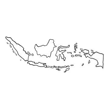 indonesia geography hand drawn map outline illustration