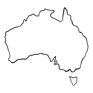recommend clip art: australia geography hand drawn map outline illustration