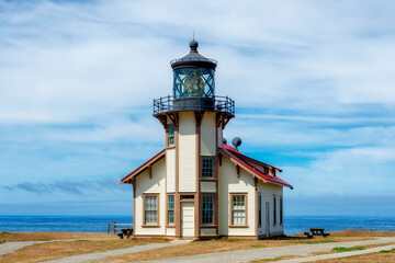 Point Cabrillo Lighthouse in State Historic Park, Mendocino County, Northern California 