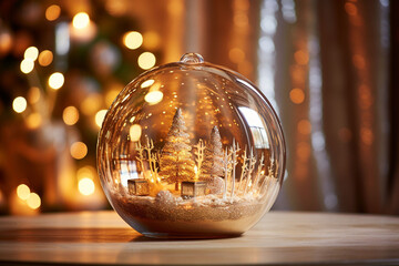 Elegant Christmas Bauble Glass created with Generative AI