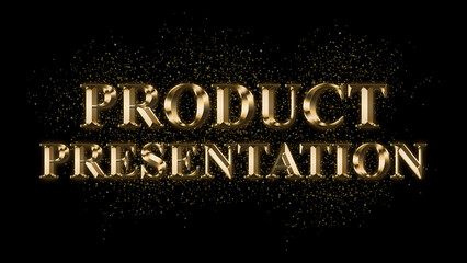 PRODUCT PRESENTATION Gold Text Effect on black background, Gold text with sparks, Gold Plated Text Effect,  shiny gold font effect on black background, text effect with 3d style, font. vector template