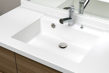 洗面ボウルとシングルレバー水栓金具