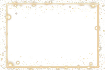 Marco dorado con luces y purpurina doradas en fondo transparente.