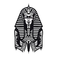 Pharaoh logo, black and white illustration, AI generated Image