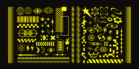 Y2K shape symbol elements for retro groovy for trendy poster, street wear design etc.