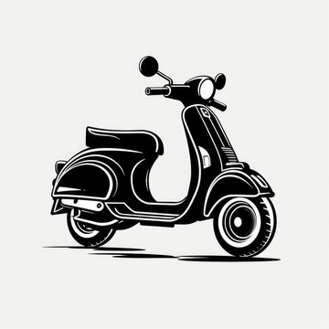 Black and white logo of scooter motorbike, AI generated Image