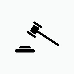 Hammer of Law Icon. Court, Justice Illustration As A Simple Vector Sign and Trendy Symbol for Design,  Websites, Presentation, or Apps Elements.