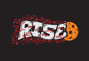 Space, moon vector illustration With slogan artwork, retro and trendy graphic design for fashion wear, street wear, clothing line, apparel and urban style t shirt design, hoodies, etc.