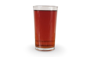 a glass of warm sweet tea isolated on white