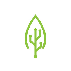 nanotech leaf logo design vector illustration.