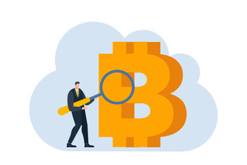 businessman with bitcoin digital money coin currency flat illustration