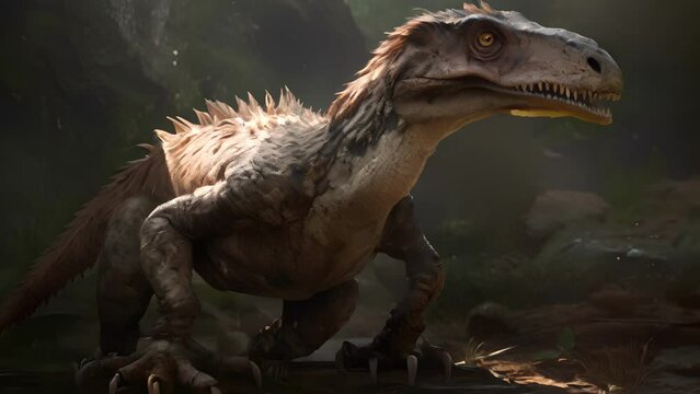 A Utahraptor a large raptor with taloned claws..